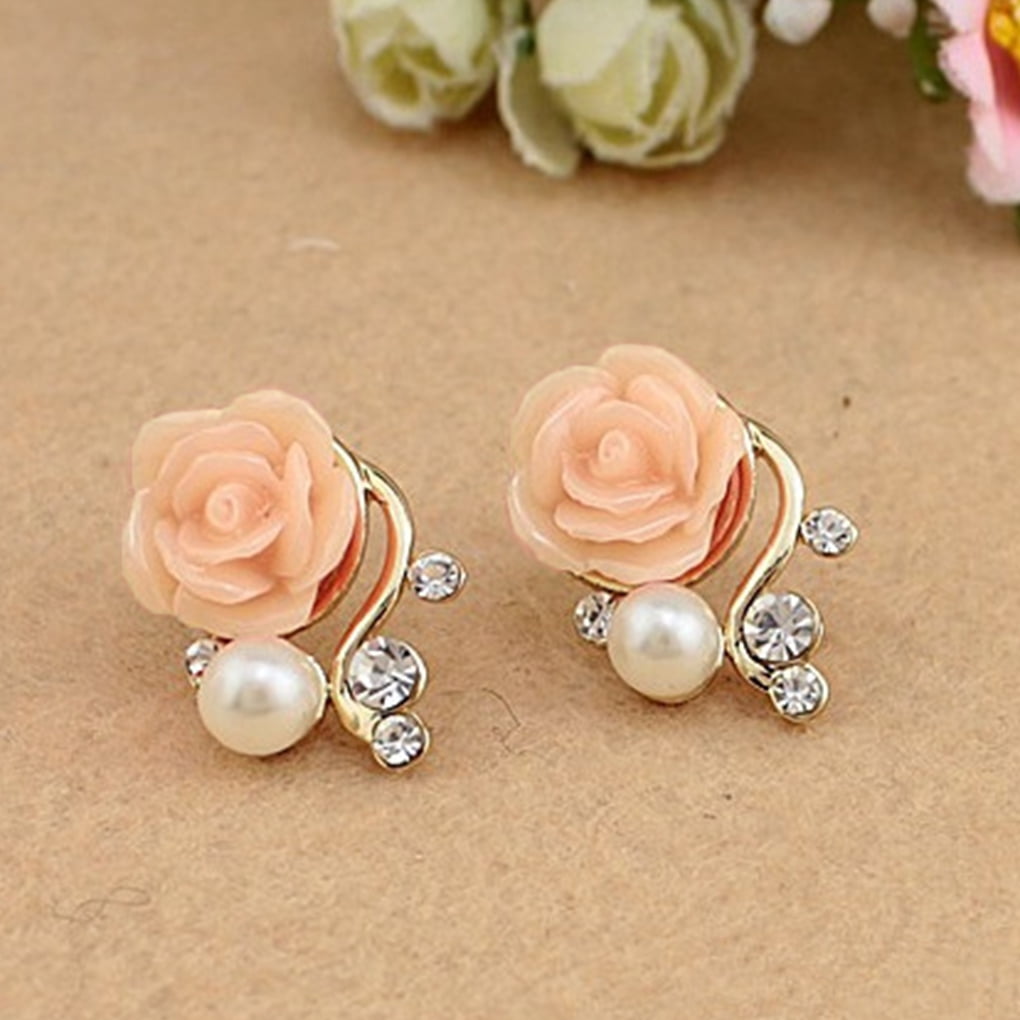 Bobioy 1Pair Lady Girl Earrings Sparkling Golden Butterfly Ear Studs Jewelry Accessories Love Gift Rose Gold